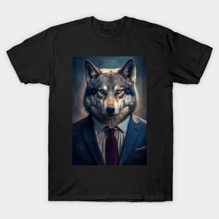 Distinguished Wolf portrait wearing a nice suit T-Shirt